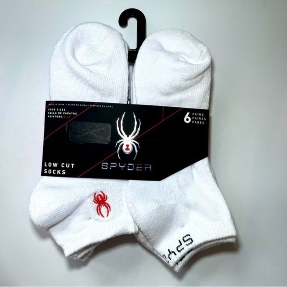 Spyder men’s low cut socks 6 pairs size 6-12 white black red